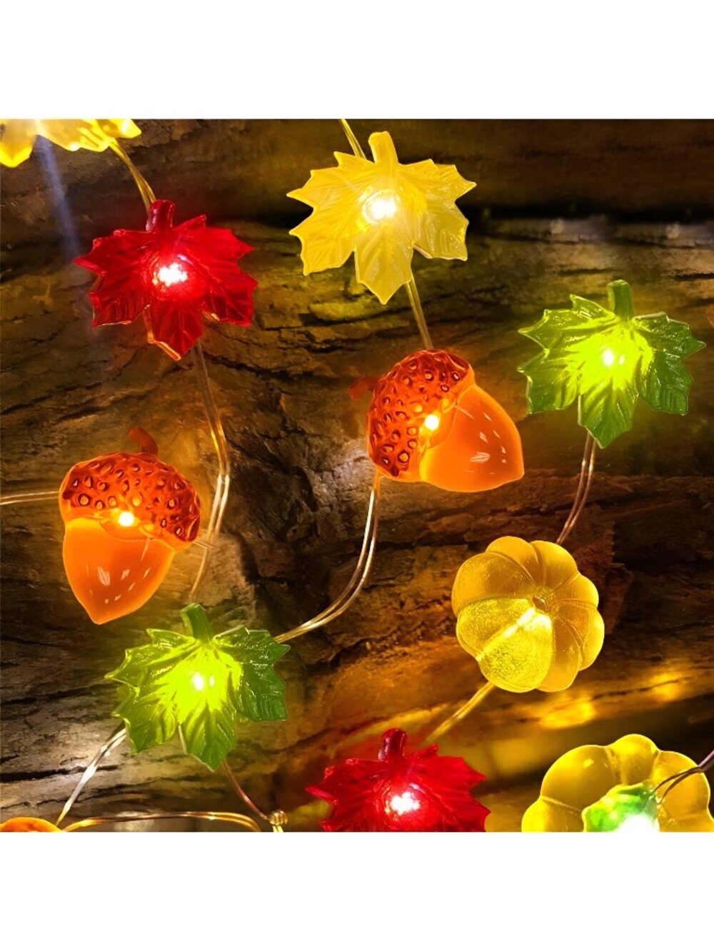 20LED/6.56Ft 3D Thanksgiving Lights Pumpkin Fall Decorations for Home